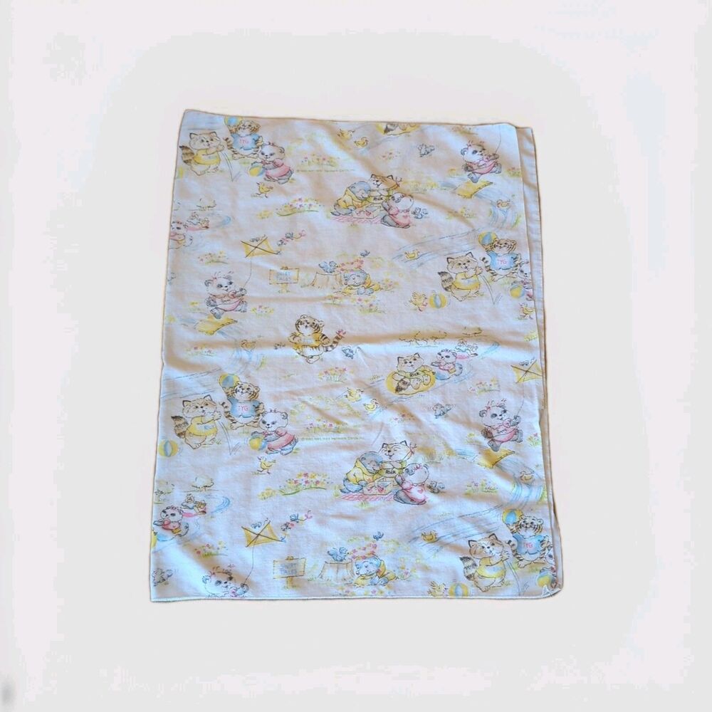Vintage Shirt Tales Baby Receiving Blanket 80's Hallmark 38"x25"